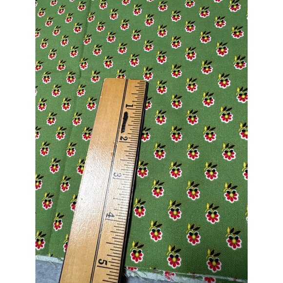 Green Cotton Fabric with Tiny Floral Pattern 10" x 38" For Sewing & Craft Projec - Picture 2 of 5